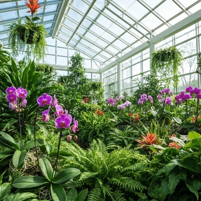 Egzotyczne rośliny w oranżerii, naturalne światło