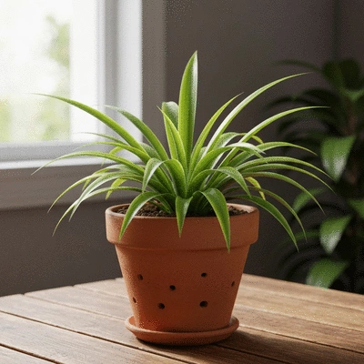 Healthy green exotic plant in a pot with good drainage