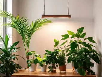 Oświetlenie dla roślin w mieszkaniu: jak dobrać światło dzienne i lampy LED do palm, monster i filodendronów